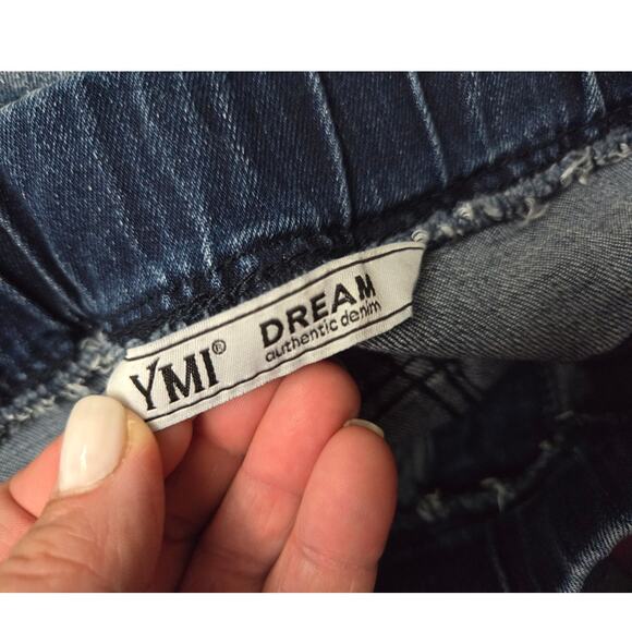 YMI Dream Small Stretch Easy Fit Distressed Denim Shorts Dark Blue - Picture 4 of 8